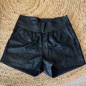 High Waist Black Pleather Shorts